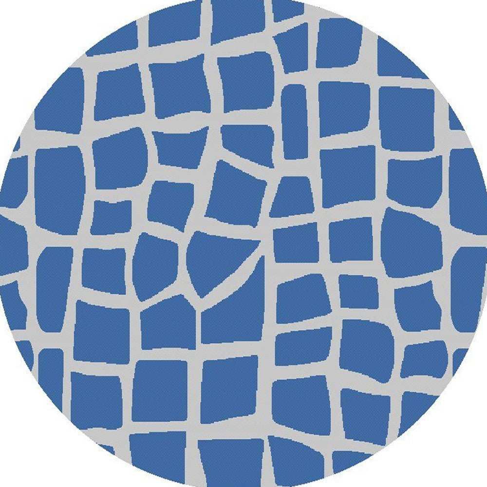 8' Round Blue and Gray Abstract Indoor Outdoor Area Rug - Homeroots - Flyclothing LLC