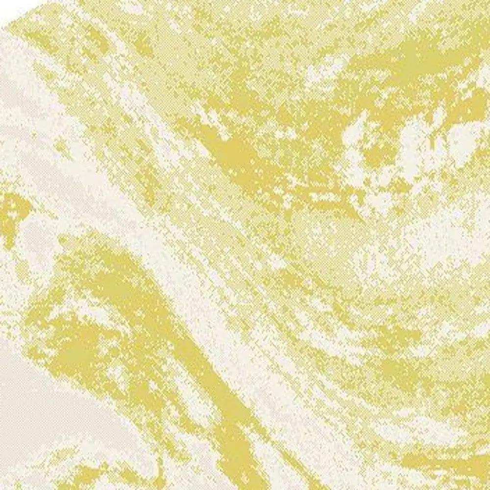 8' Ivory Gold Machine Woven Abstract Waves Round Indoor Outdoor Area Rug - Homeroots - Flyclothing LLC