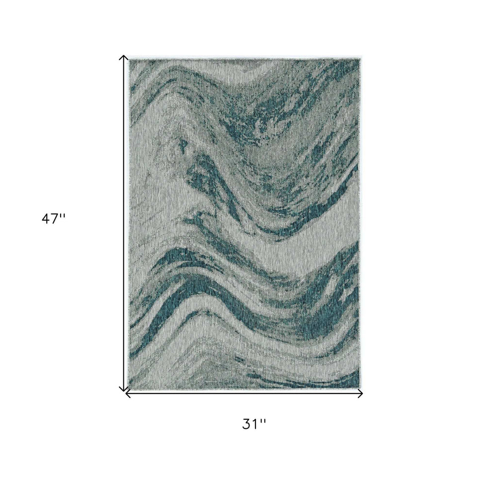 3' X 4' Gray Abstract Indoor Outdoor Area Rug - Homeroots - Flyclothing LLC
