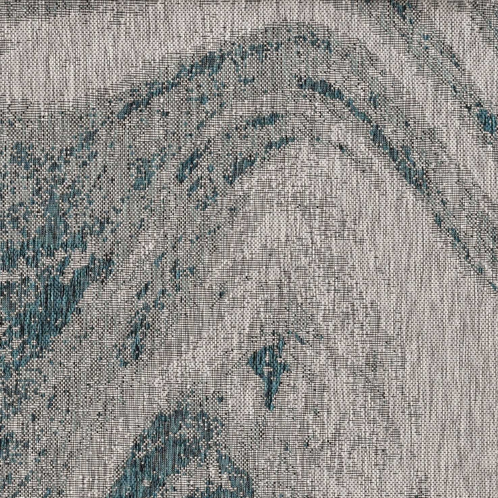5' X 8' Grey Or Teal Abstract Waves Rug - Homeroots - Flyclothing LLC