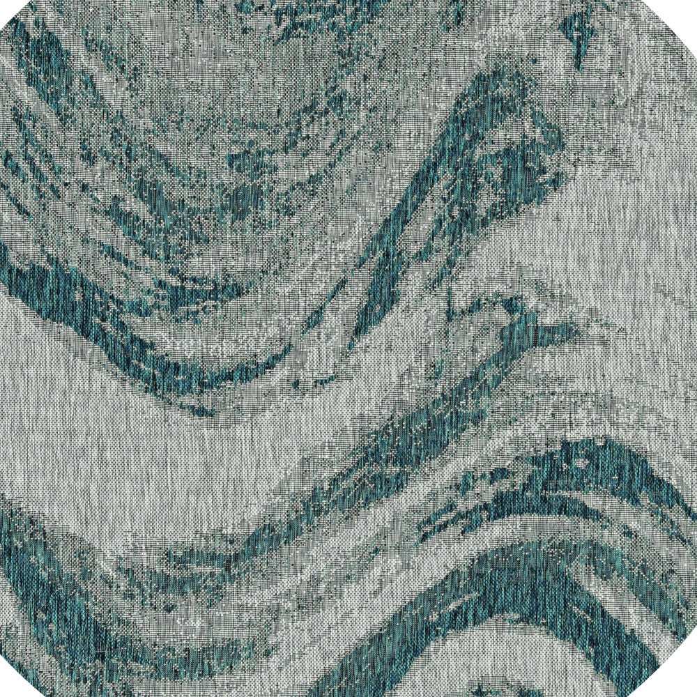 8' Round Gray Abstract Indoor Outdoor Area Rug - Homeroots - Flyclothing LLC