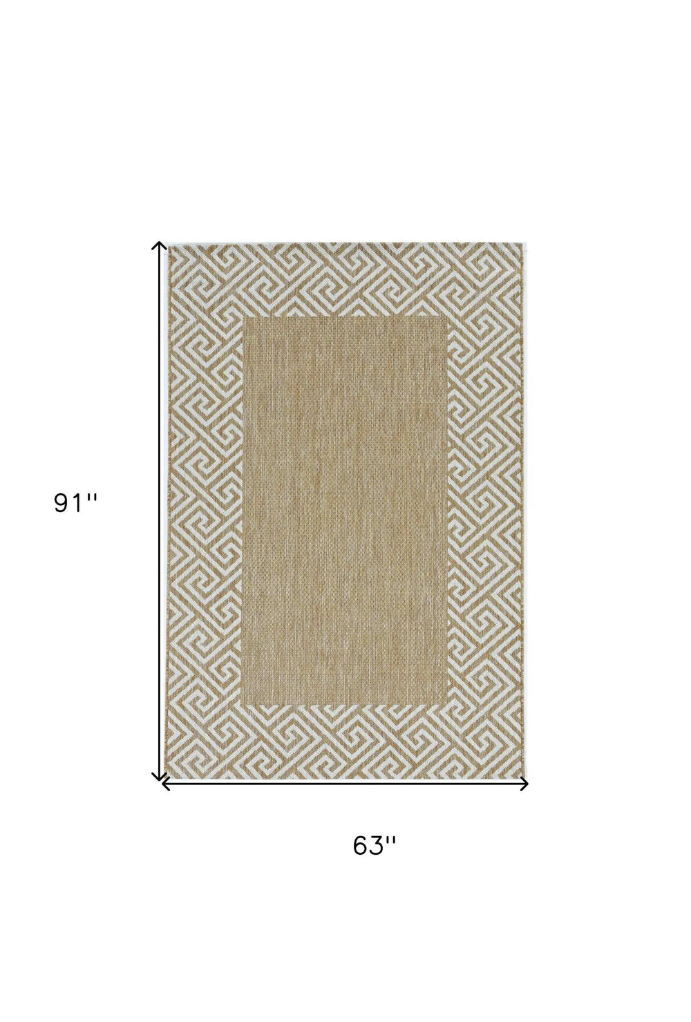 5' X 8' Ivory Geometric Indoor Outdoor Area Rug - Homeroots - Flyclothing LLC