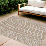 8' X 11' Ivory Abstract Indoor Outdoor Area Rug - Homeroots - Flyclothing LLC