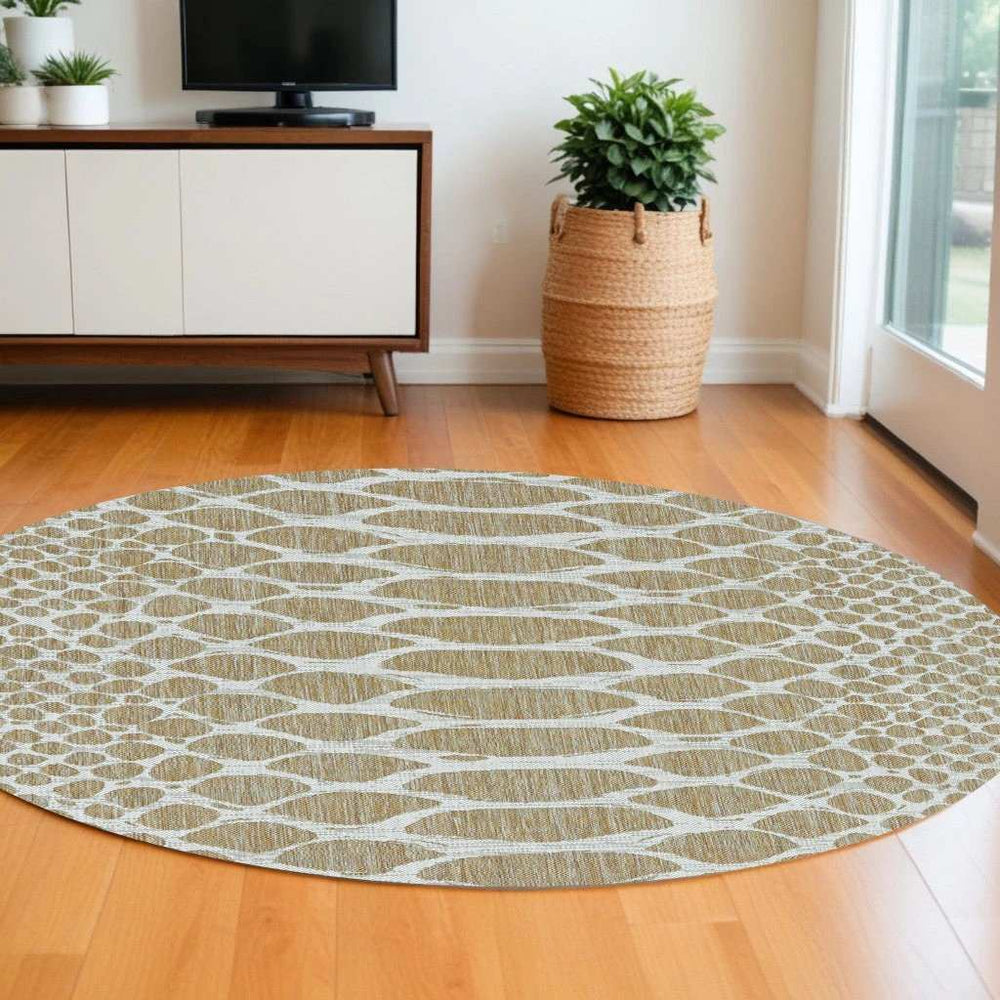 8' X 8' Ivory Abstract Indoor Outdoor Area Rug - Homeroots - Flyclothing LLC