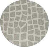 8' Round Ivory Or Grey Abstract Tiles Indoor Outdoor Area Rug - Homeroots - Flyclothing LLC