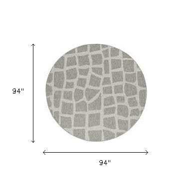 8' Round Ivory Or Grey Abstract Tiles Indoor Outdoor Area Rug - Homeroots - Flyclothing LLC