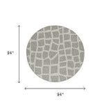 8' Round Ivory Or Grey Abstract Tiles Indoor Outdoor Area Rug - Homeroots - Flyclothing LLC