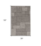 3' X 5' Gray Abstract Indoor Outdoor Area Rug - Homeroots - Flyclothing LLC