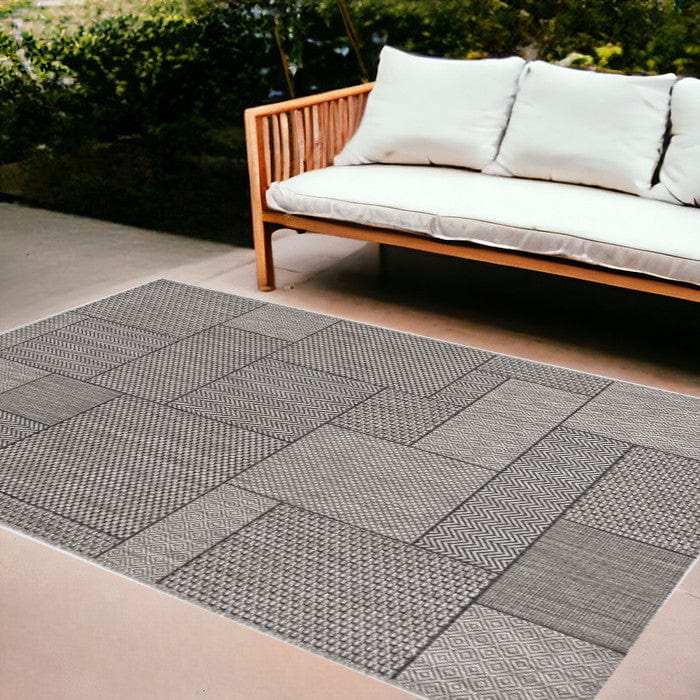 8' X 11' Gray Southwestern Indoor Outdoor Area Rug - Homeroots - Flyclothing LLC
