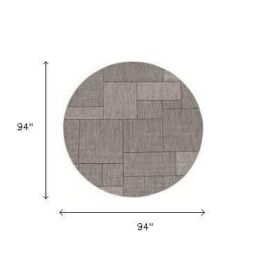 8' Round Gray Southwestern Indoor Outdoor Area Rug - Homeroots - Flyclothing LLC