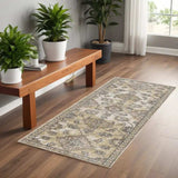 2' X 7' Ivory Sand Floral Vine Wool Indoor Runner Rug - Homeroots - Flyclothing LLC