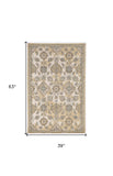 3' X 5' Ivory Wool Floral Vines Area Rug - Homeroots - Flyclothing LLC