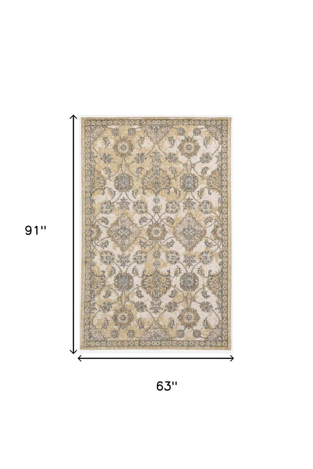 63 X 91 Ivory Sand Wool Rug - Homeroots - Flyclothing LLC