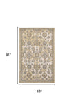 63 X 91 Ivory Sand Wool Rug - Homeroots - Flyclothing LLC