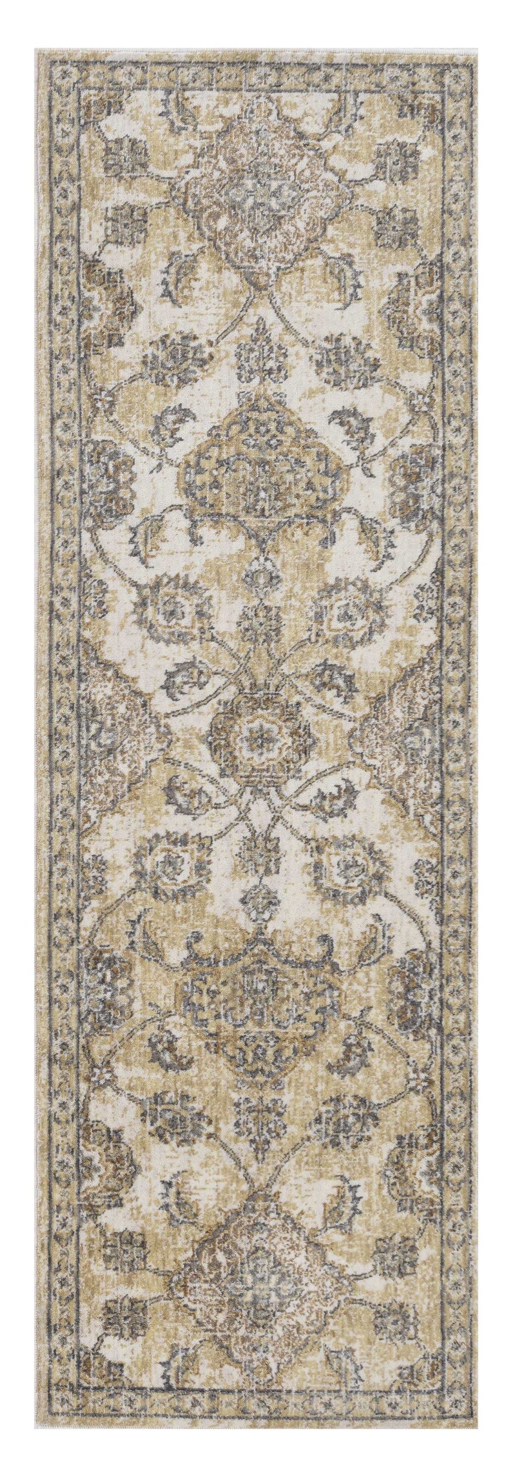 8' X 11' Ivory Sand Machine Woven Bordered Floral Vines Indoor Area Rug - Homeroots - Flyclothing LLC