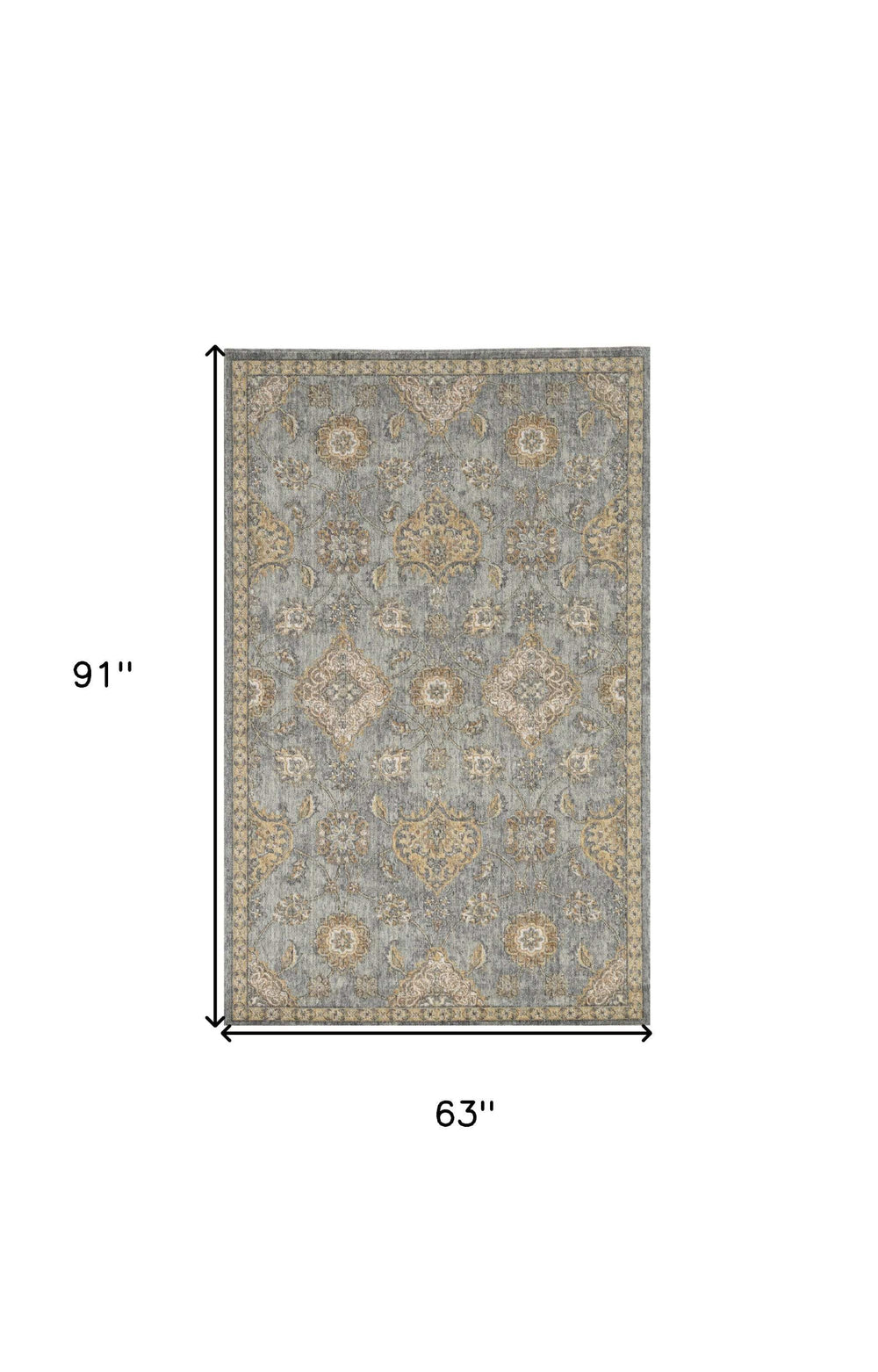 5' X 8' Sage Green Machine Woven Traditional Indoor Area Rug - Homeroots - Flyclothing LLC