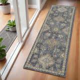 2' X 7' Slate Grey Floral Vine Wool Indoor Runner Rug - Homeroots - Flyclothing LLC