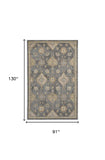 8' X 11' Slate Grey Machine Woven Bordered Floral Vines Indoor Area Rug - Homeroots - Flyclothing LLC
