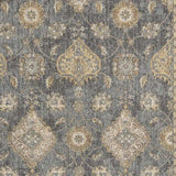 8' X 11' Slate Grey Machine Woven Bordered Floral Vines Indoor Area Rug - Homeroots - Flyclothing LLC