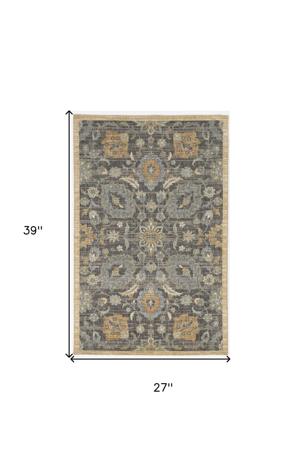 2' X 3' Taupe Machine Woven Vintage Floral Traditional Indoor Accent Rug - Homeroots - Flyclothing LLC