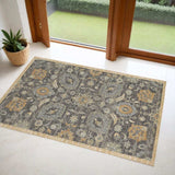 2' X 3' Taupe Machine Woven Vintage Floral Traditional Indoor Accent Rug - Homeroots - Flyclothing LLC