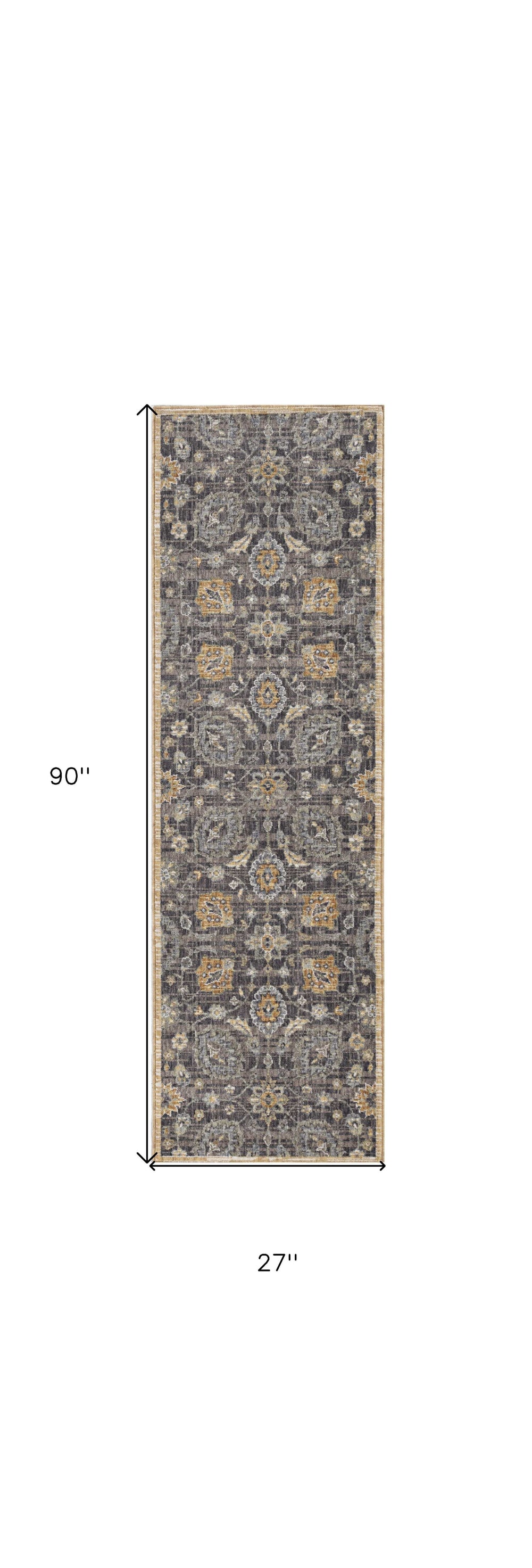 8' Taupe Machine Woven Vintage Traditional Indoor Runner Rug - Homeroots - Flyclothing LLC