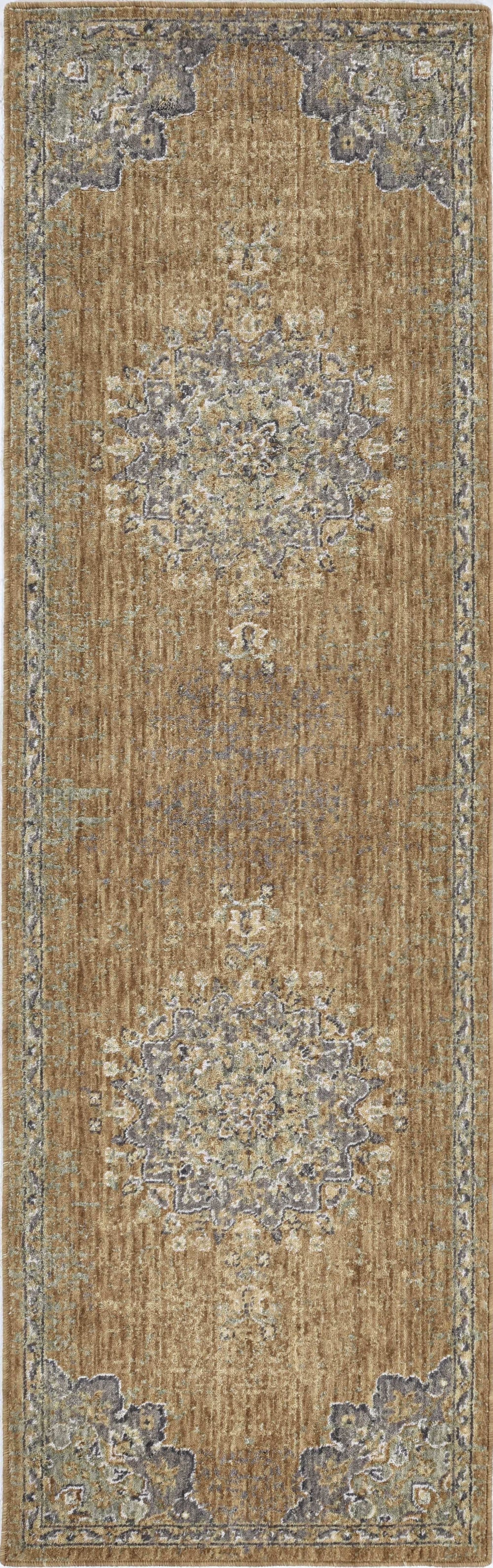 2' X 7' Coffee Vintage Medallion Bordered Wool Indoor Runner Rug - Homeroots - Flyclothing LLC