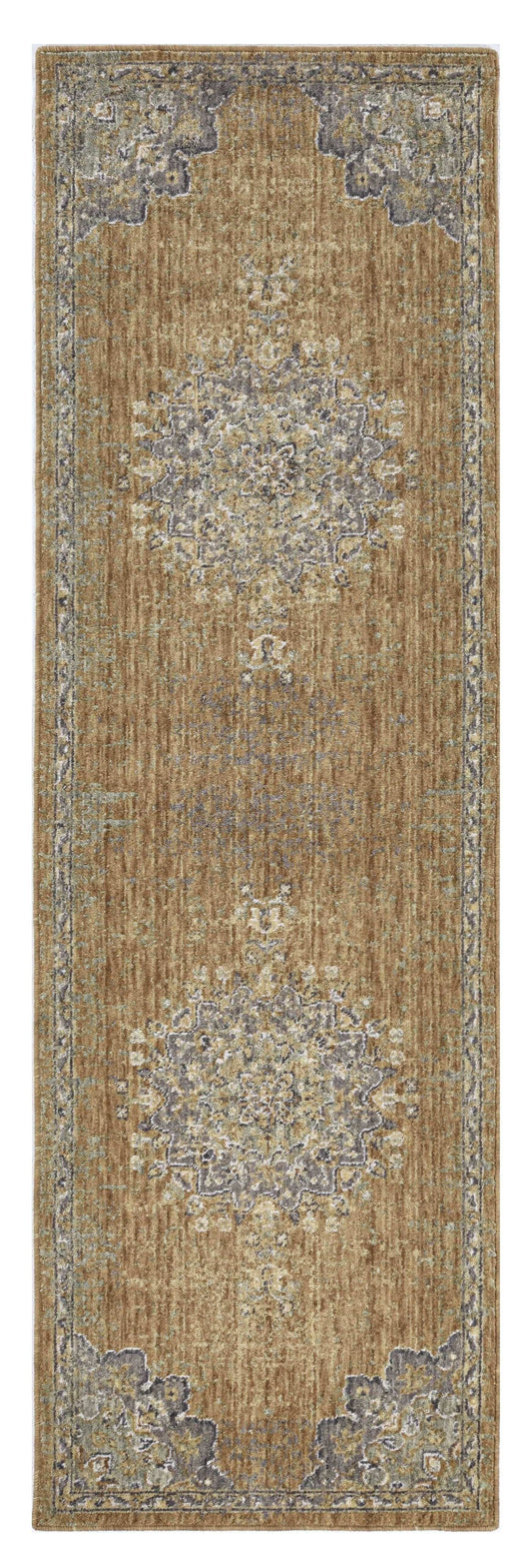 2' X 7' Coffee Vintage Medallion Bordered Wool Indoor Runner Rug - Homeroots - Flyclothing LLC