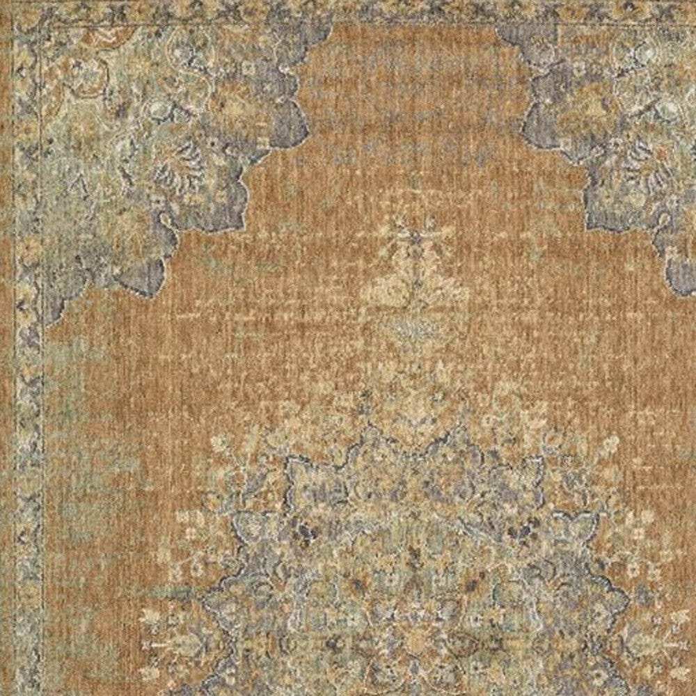 8' X 11' Coffee Brown Machine Woven Floral Medallion Indoor Area Rug - Homeroots - Flyclothing LLC
