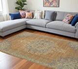 8' X 11' Coffee Brown Machine Woven Floral Medallion Indoor Area Rug - Homeroots - Flyclothing LLC