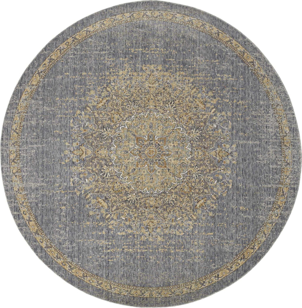 3' X 5' Slate Grey Medallion Bordered Wool Indoor Area Rug - Homeroots - Flyclothing LLC
