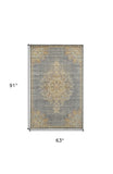 5' X 8' Slate Grey Machine Woven Traditional Medallion Indoor Area Rug - Homeroots - Flyclothing LLC
