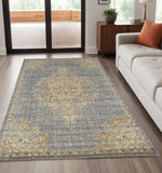 5' X 8' Slate Grey Machine Woven Traditional Medallion Indoor Area Rug - Homeroots - Flyclothing LLC