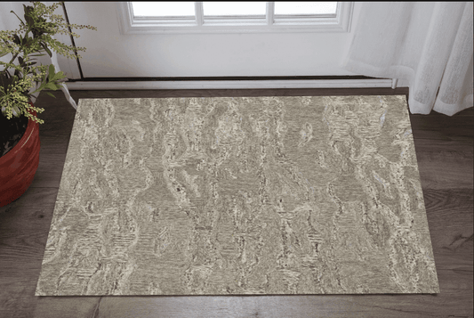 3' X 5' Sand Hand Tufted Abstract Indoor Area Rug - Homeroots - Flyclothing LLC