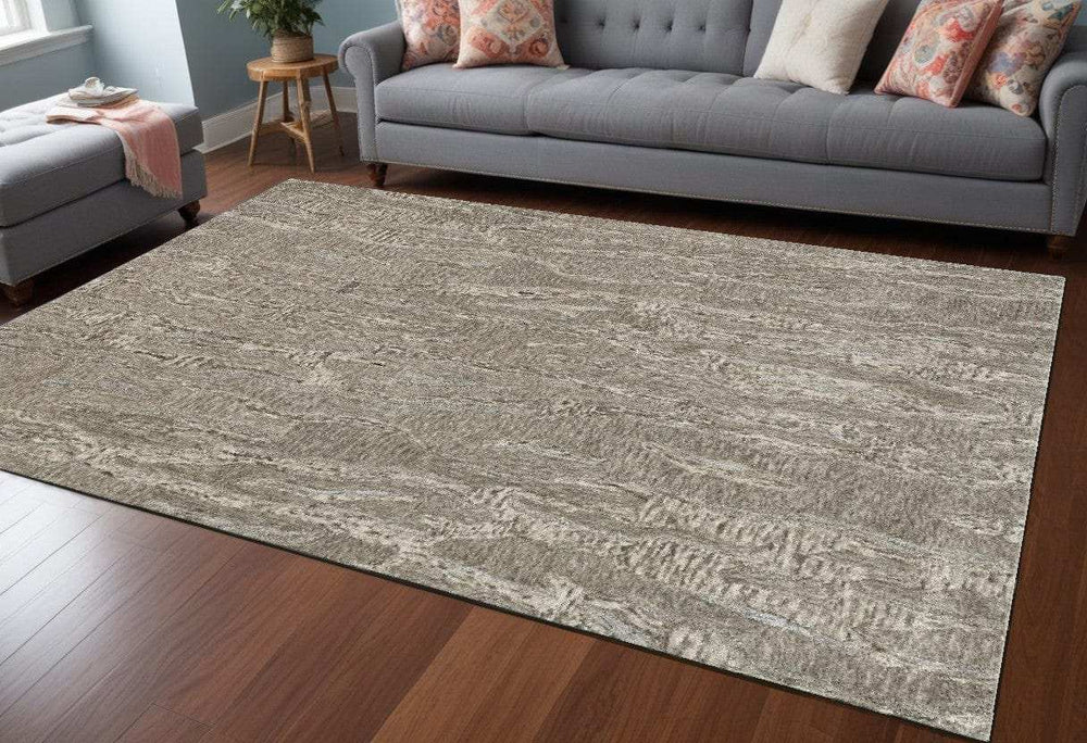 8' X 10' Sand Hand Tufted Abstract Indoor Area Rug - Homeroots - Flyclothing LLC