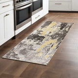 7' Grey Machine Woven Watercolor Splash Indoor Runner Rug - Homeroots - Flyclothing LLC