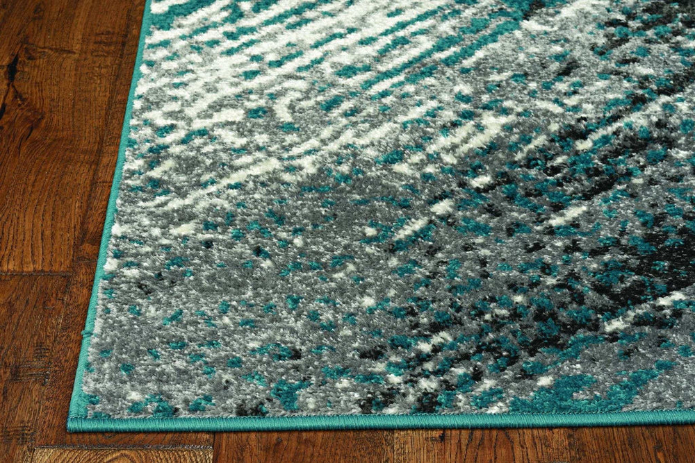 5' X 8' Blue and Gray Abstract Area Rug - Homeroots - Flyclothing LLC