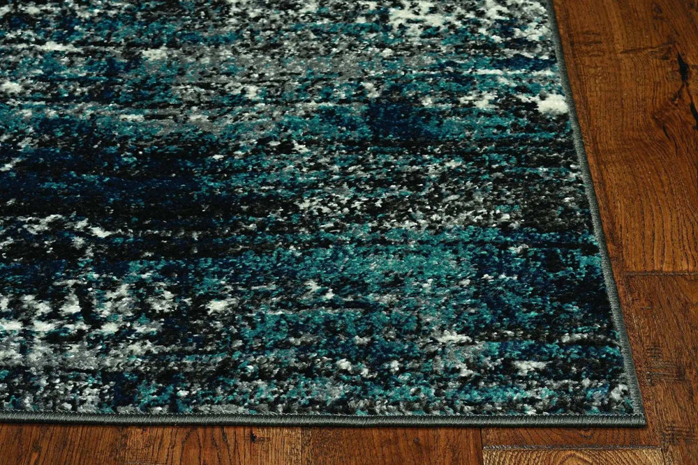 7' Grey Blue Machine Woven Abstract Indoor Runner Rug - Homeroots - Flyclothing LLC