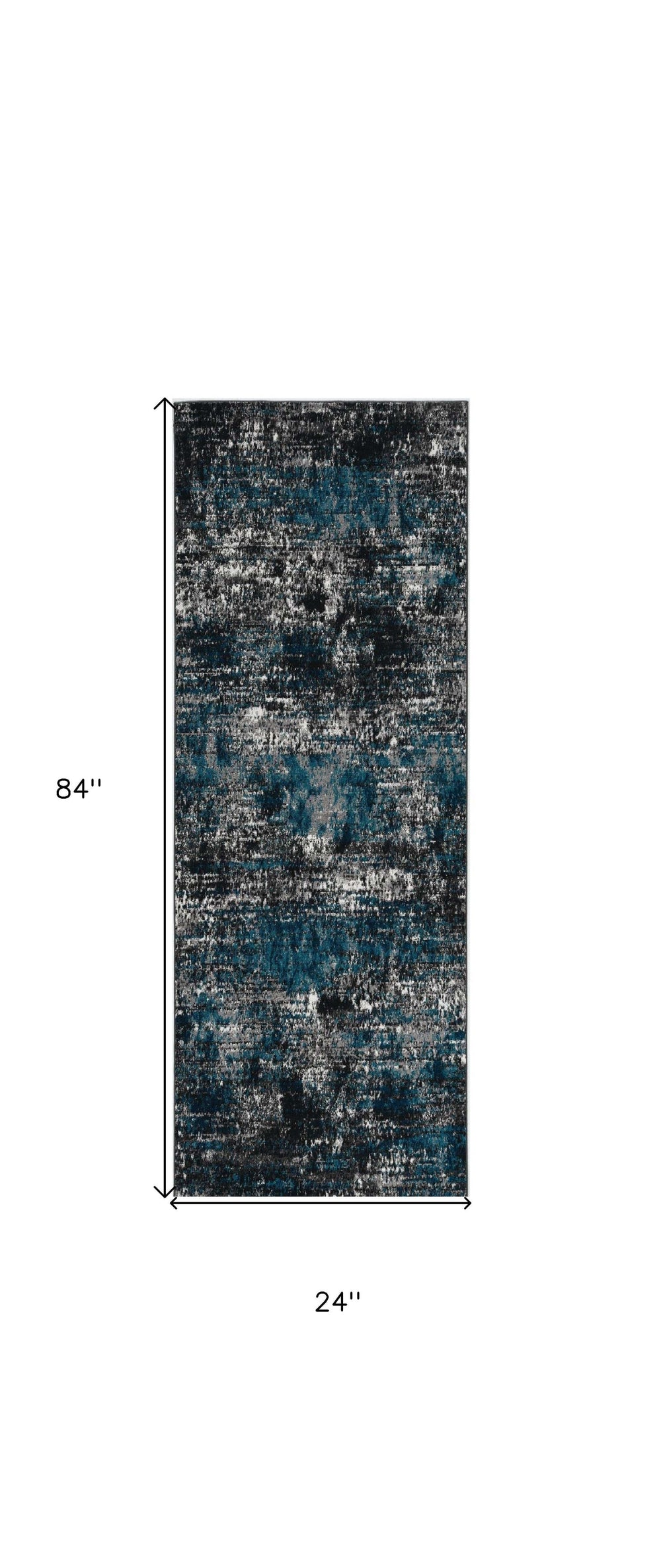 7' Grey Blue Machine Woven Abstract Indoor Runner Rug - Homeroots - Flyclothing LLC