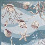 5' X 8' Seafoam Green Hand Hooked Sea Shells Indoor Area Rug - Homeroots - Flyclothing LLC
