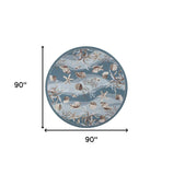 8' Blue and Beige Round Hand Tufted Area Rug - Homeroots - Flyclothing LLC