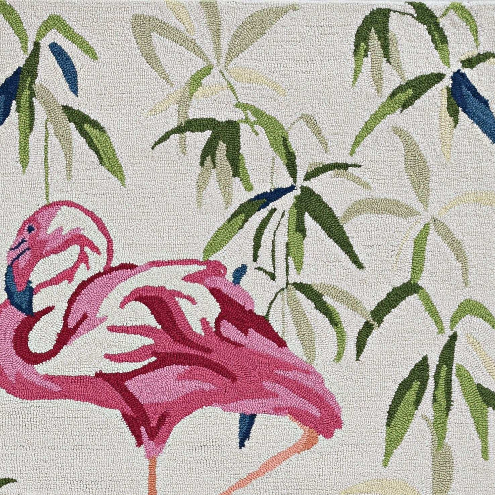 3' X 5' Ivory Pink Hand Hooked Flamingo Indoor Area Rug - Homeroots - Flyclothing LLC