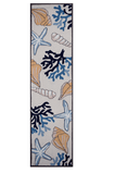 8' Ivory Hand Hooked Sea Corals And Shells Indoor Runner Rug - Homeroots - Flyclothing LLC