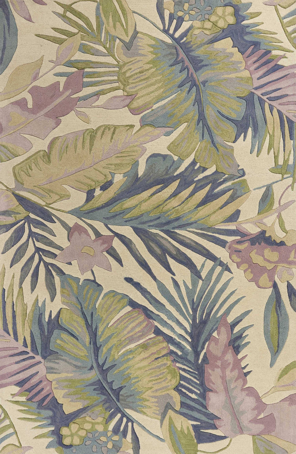 3' X 5' Pastel Tropical Leaves Wool Indoor Area Rug - Homeroots - Flyclothing LLC