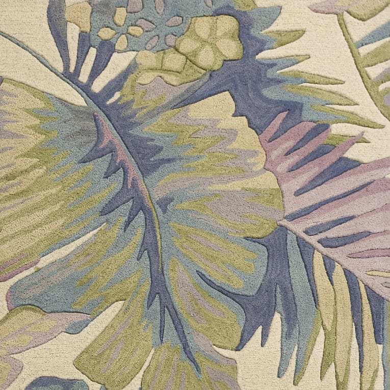 3' X 5' Pastel Tropical Leaves Wool Indoor Area Rug - Homeroots - Flyclothing LLC