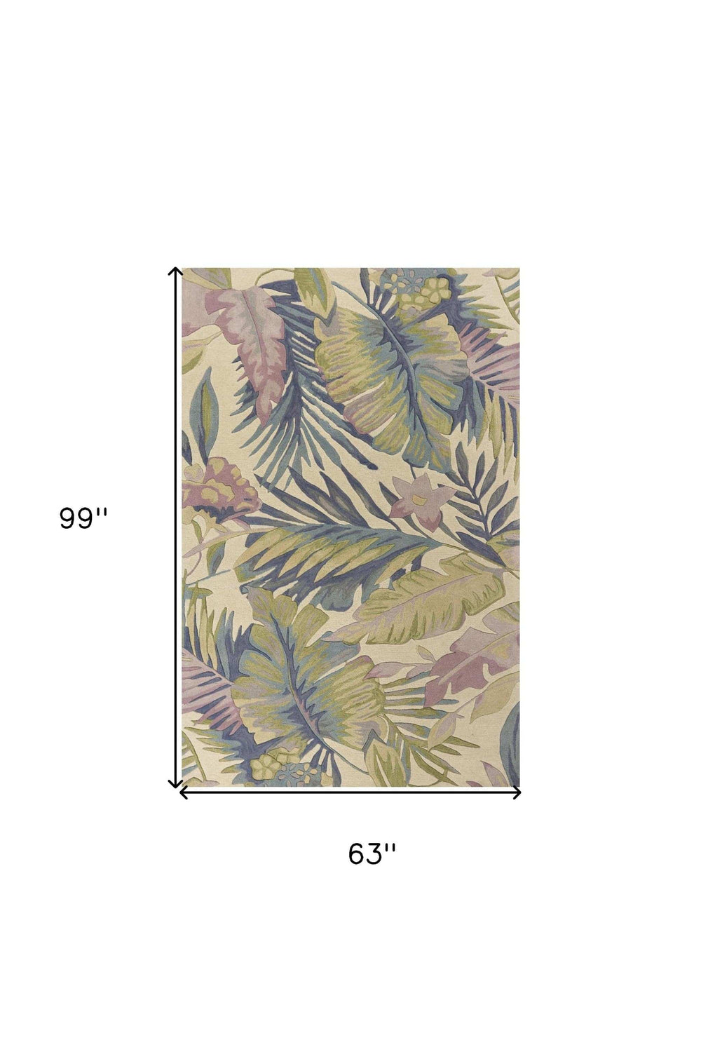 5' X 8' Pastel Ivory Hand Tufted Tropical Plants Indoor Area Rug - Homeroots - Flyclothing LLC