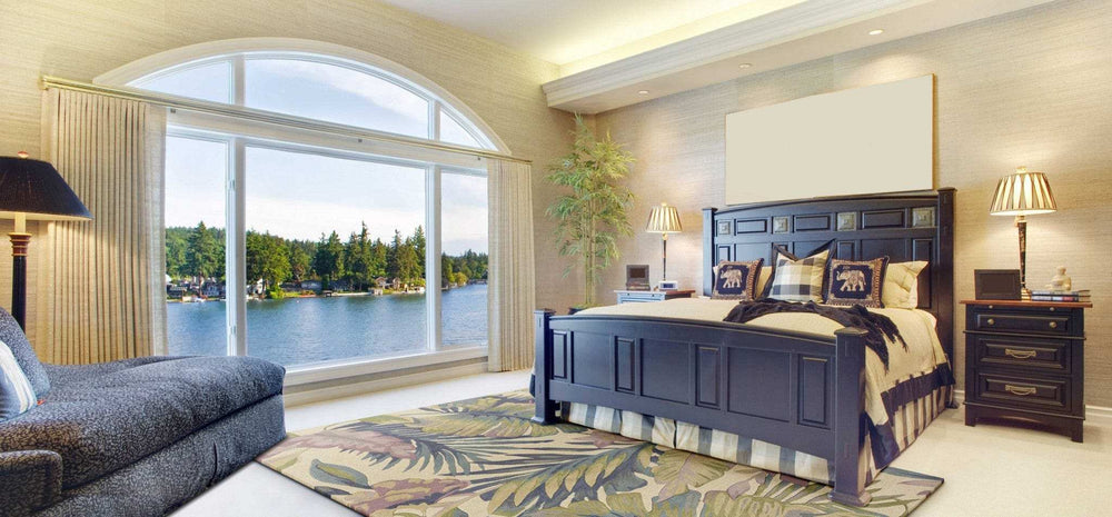 5' X 8' Pastel Ivory Hand Tufted Tropical Plants Indoor Area Rug - Homeroots - Flyclothing LLC