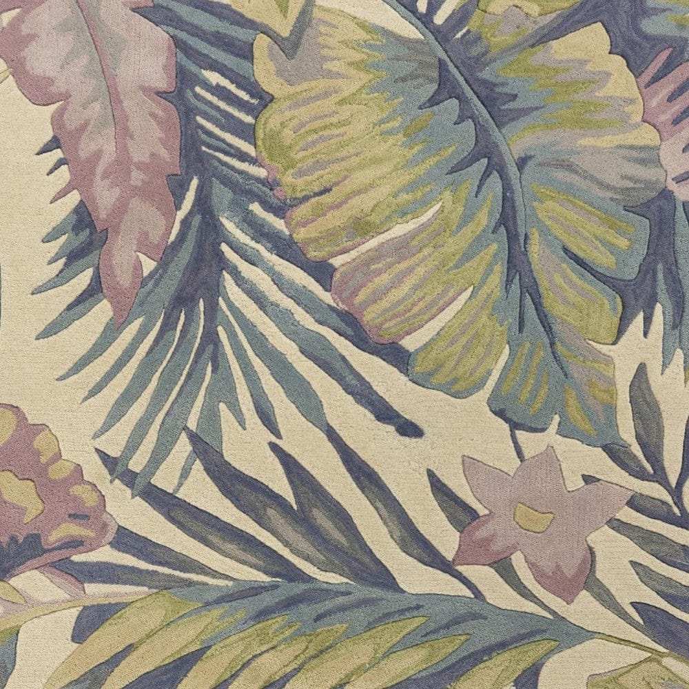 5' X 8' Pastel Ivory Hand Tufted Tropical Plants Indoor Area Rug - Homeroots - Flyclothing LLC