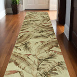 10' Ivory Hand Tufted Tropical Leaves Indoor Runner Rug - Homeroots - Flyclothing LLC