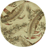8' Ivory Hand Tufted Tropical Leaves Round Indoor Area Rug - Homeroots - Flyclothing LLC